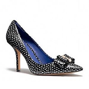 Coach Landrie Snakeskin Leather Black Polka Dot Heels Size 9